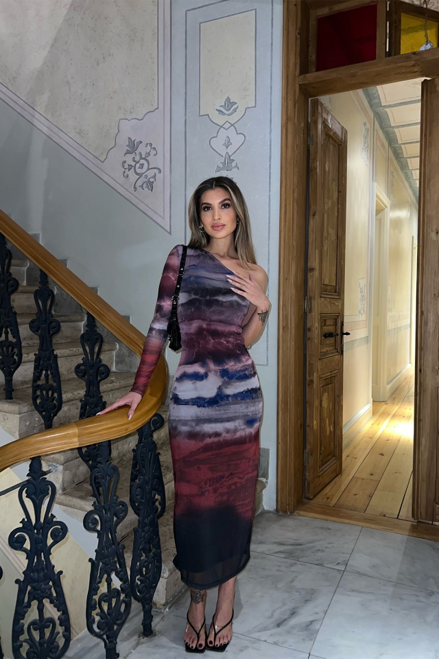 Batik Desen Tek Kol Elbise ATE4118 - 4