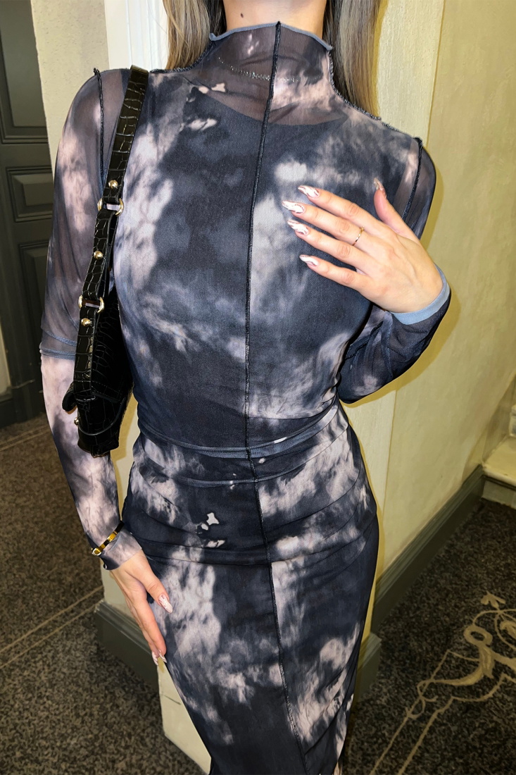 Batik Desen Uzun Elbise ATE4236 - EYYO