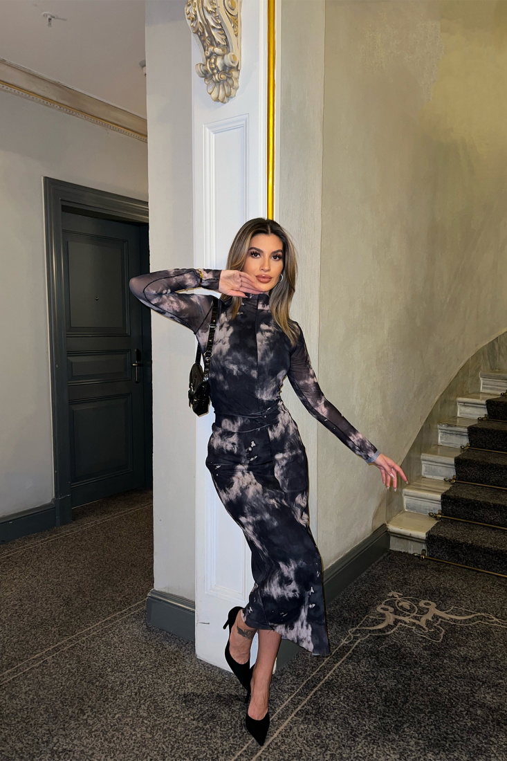 Batik Desen Uzun Elbise ATE4236 - EYYO