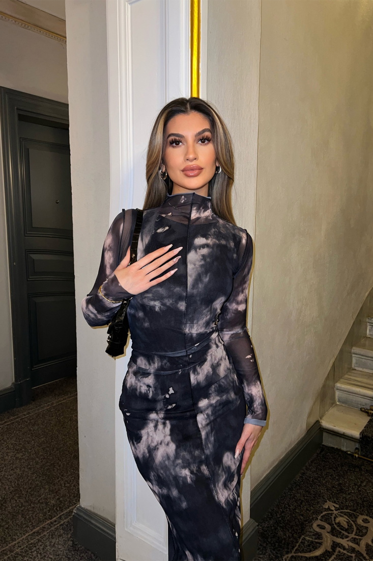 Batik Desen Uzun Elbise ATE4236 - EYYO