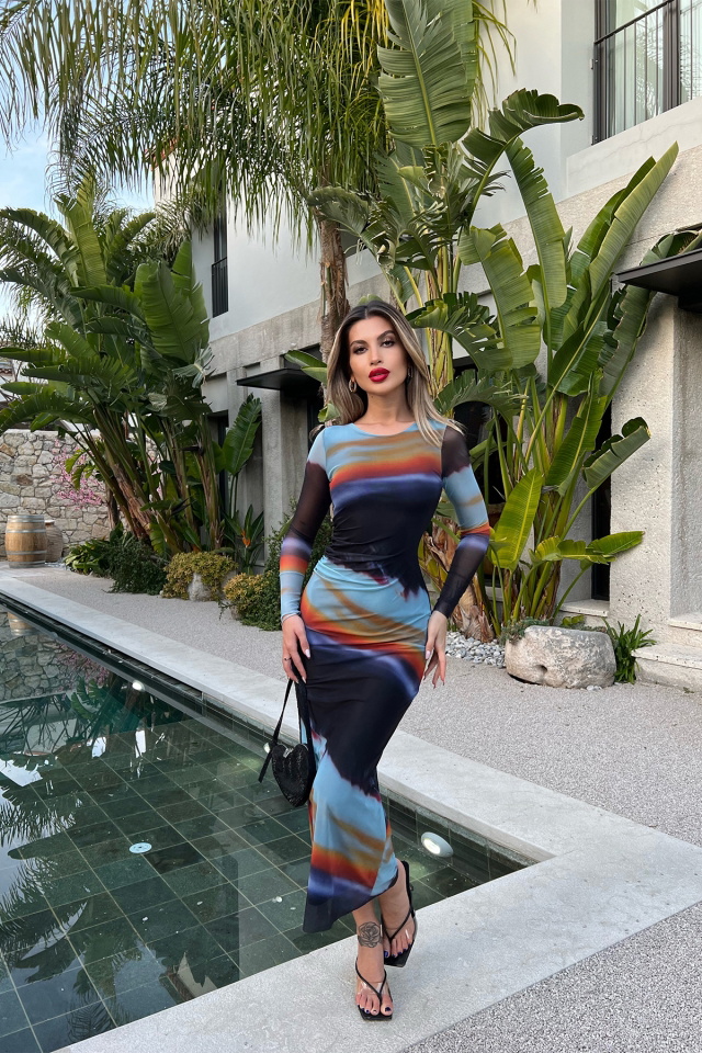 Batik Desen Uzun Elbise ATE4899 - 4