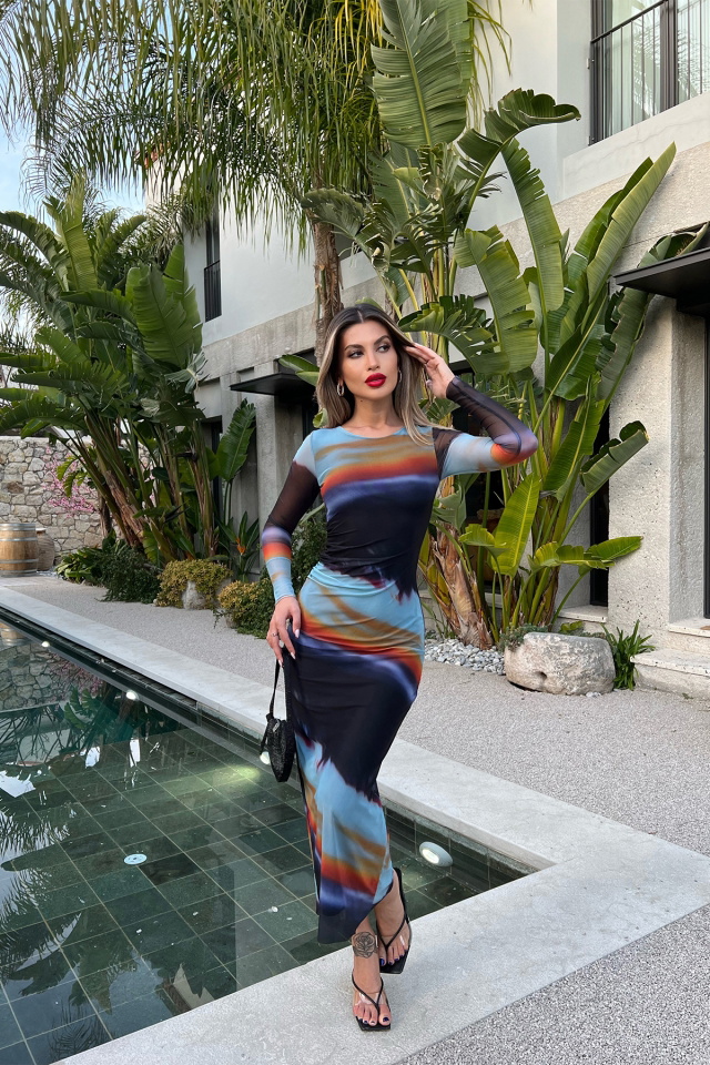 Batik Desen Uzun Elbise ATE4899 - 3