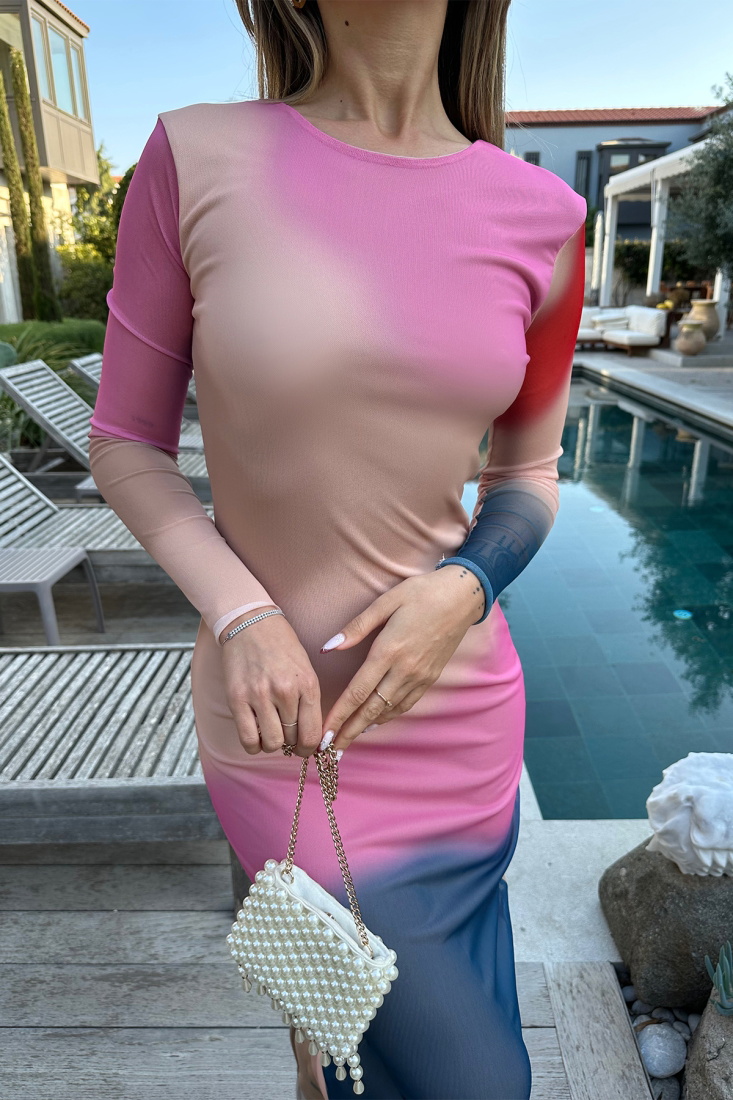 Batik Desen Uzun Elbise ATE4992 - EYYO