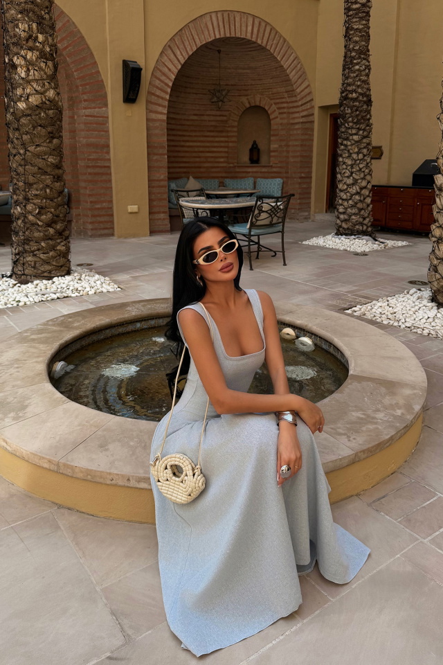 Bebe Mavisi Clemmie Keten Elbise ATE-4749 - 4