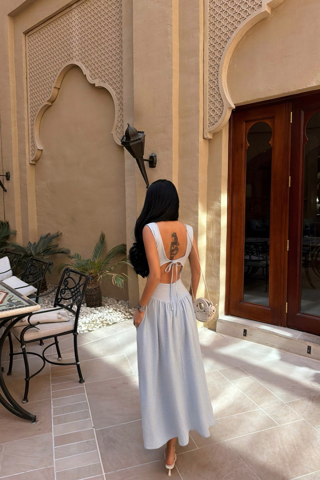 Bebe Mavisi Clemmie Keten Elbise ATE-4749 - 5