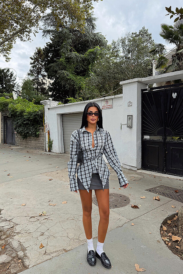 Bebe Mavisi Cut-Out Fit Gömlek