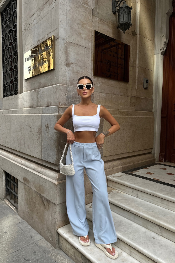 Bebe Mavisi Yüksek Bel Pantolon ATE7111 - EYYO