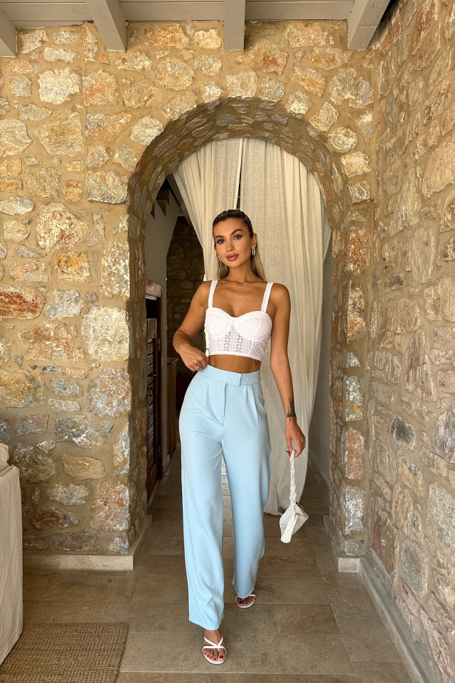 Bebe Mavisi Yüksek Bel Pantolon ATE8082 - 1
