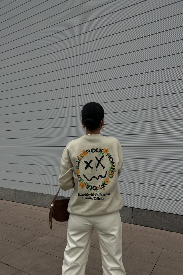 Beige Back Printed Sweat ATE2456 - 1