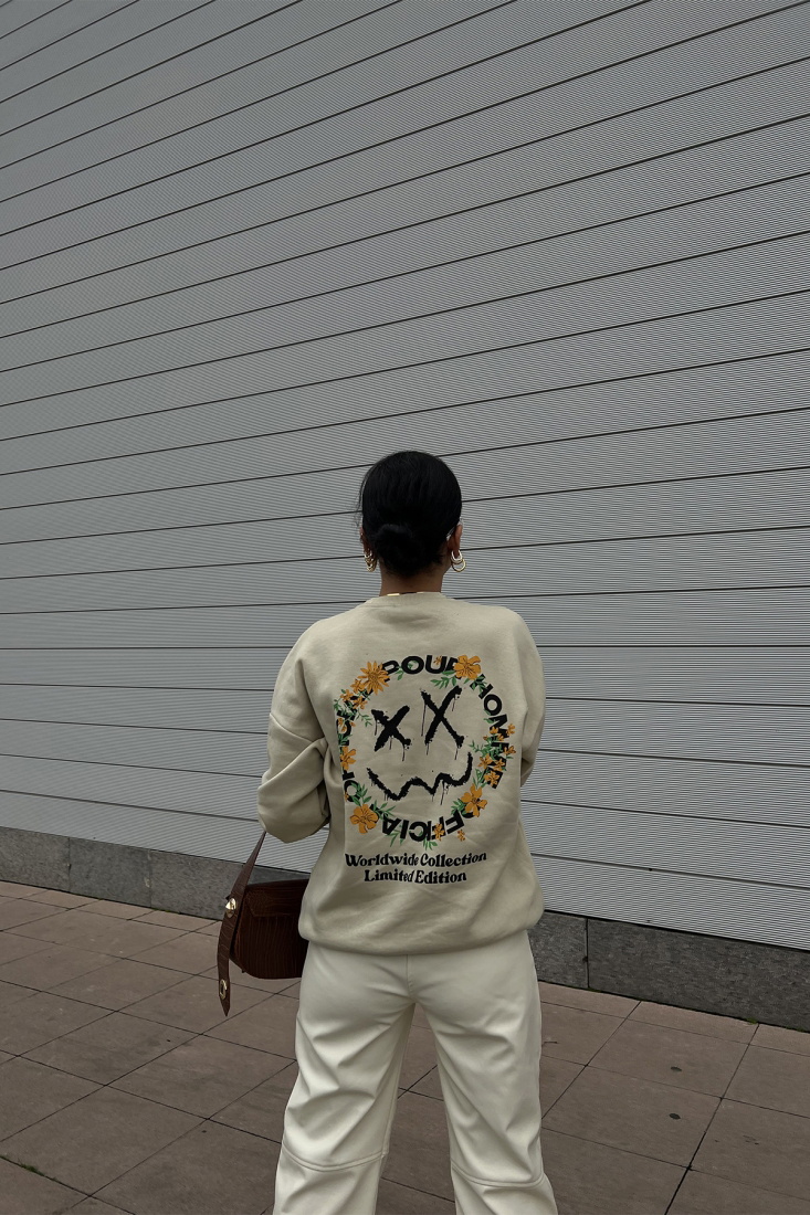 Beige Back Printed Sweat ATE2456 - EYYO