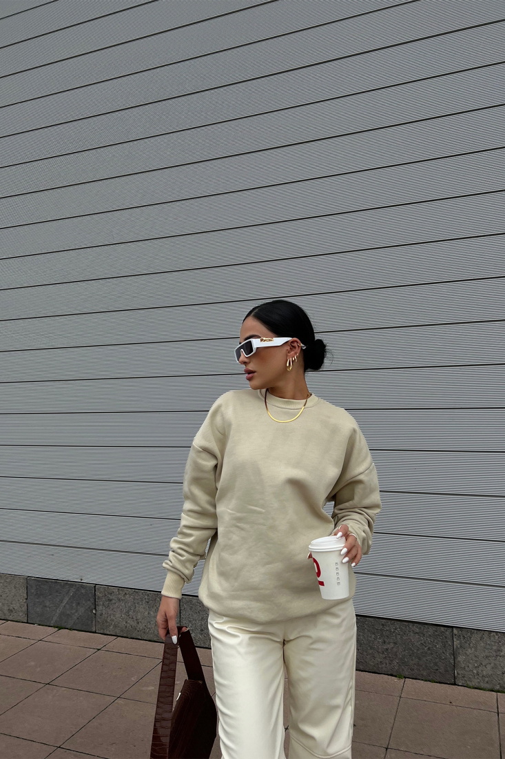 Beige Back Printed Sweat ATE2456 - EYYO