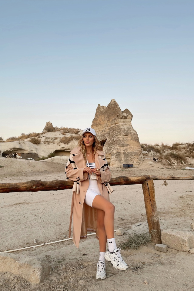 Beige Belted Sleeve Trenchcoat ATE1743 - 4