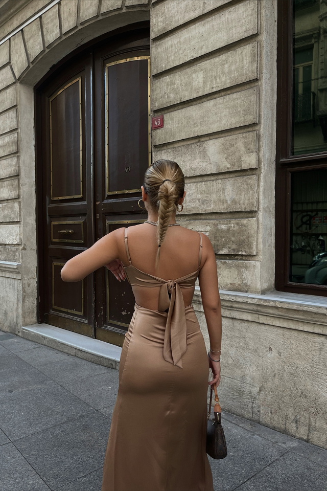 Beige Both Side Open Dress ATE2032 - 4