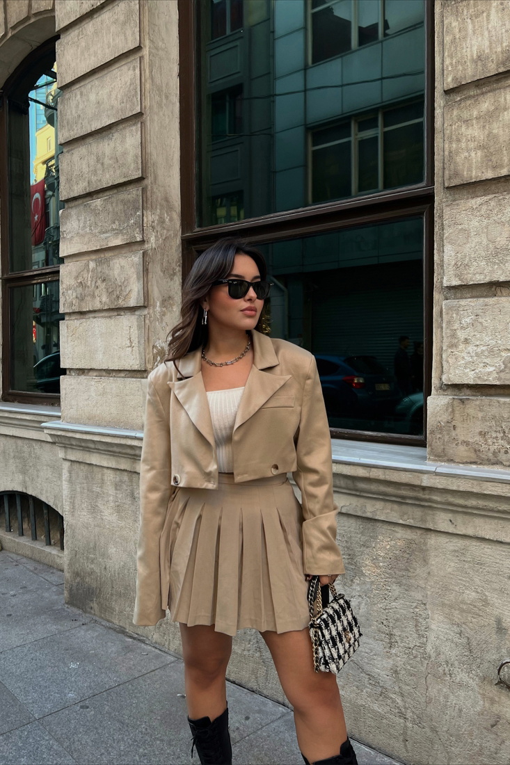 Beige Buttoned Jacket ATE2342 - EYYO