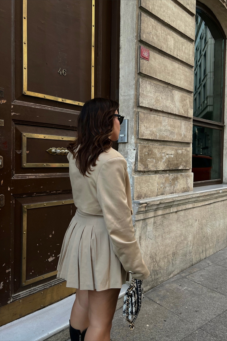 Beige Buttoned Jacket ATE2342 - EYYO