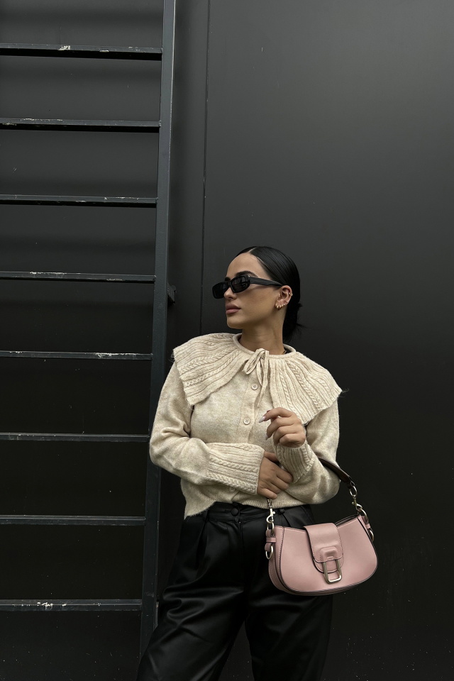 Beige Front Laced Cardigan ATE2076 - 3