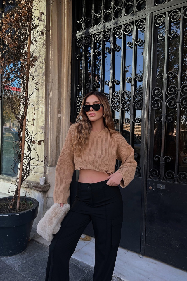 Beige Knitwear Sweater ATE2277 - 1