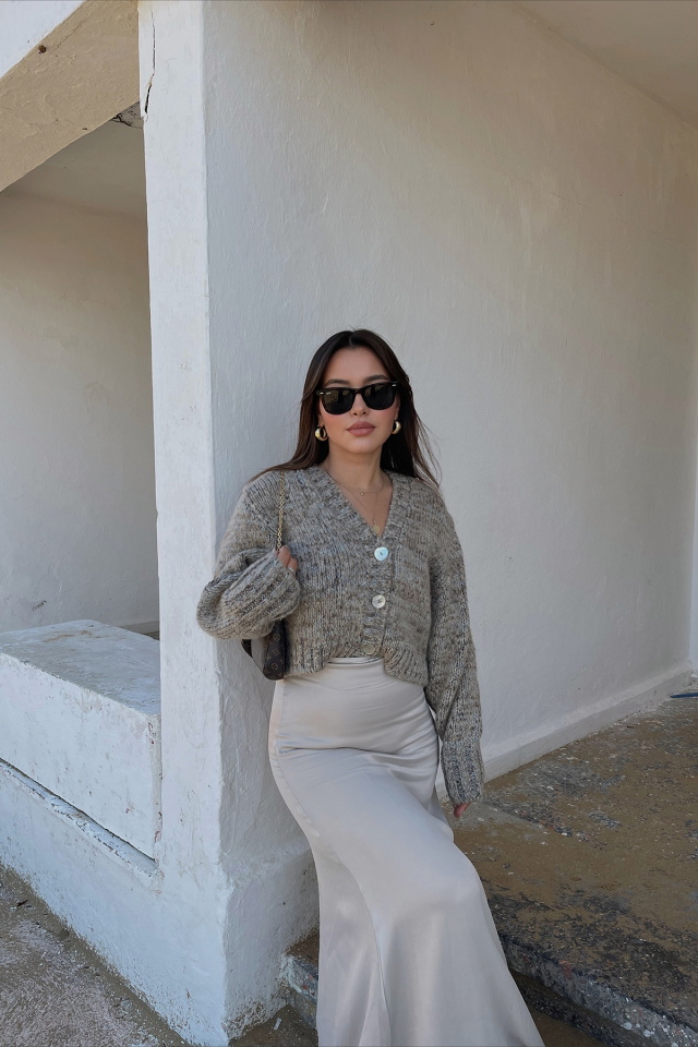 Beige Sateen Maxi Skirt ATE2008 - 1