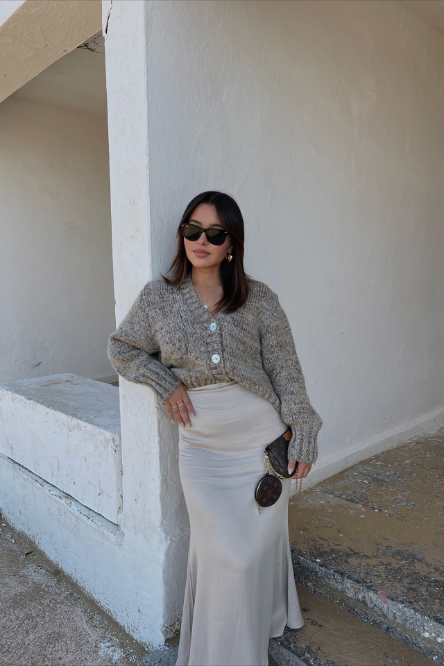 Beige Sateen Maxi Skirt ATE2008 - 3
