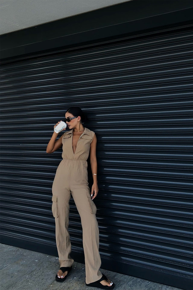 Beige Shirt Color Overalls ATE1894 - 3