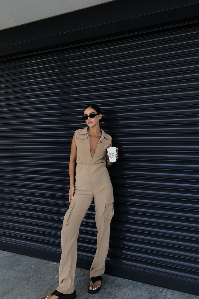 Beige Shirt Color Overalls ATE1894 - 1
