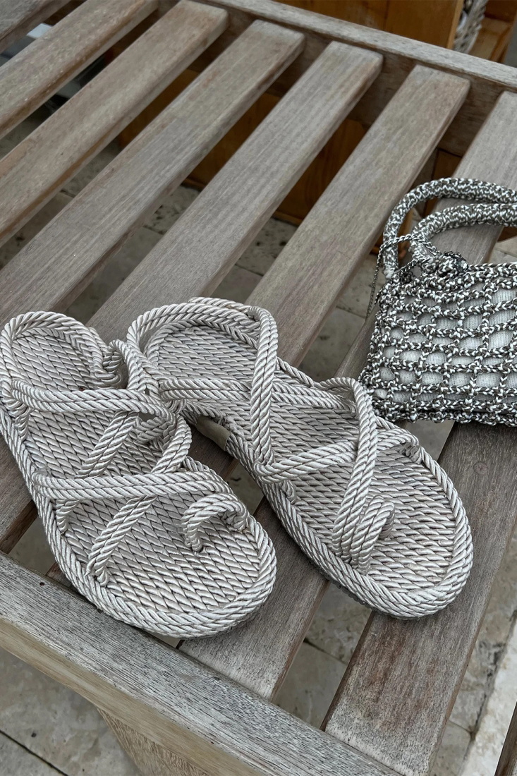 Beige Wicker Sandals ATE6427 - EYYO