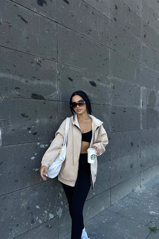 Beige Zippered Cardigan ATE1981 - 6