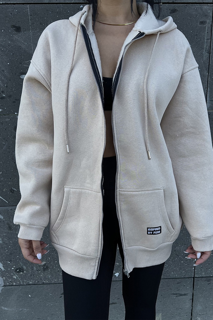 Beige Zippered Cardigan ATE1981 - KTN