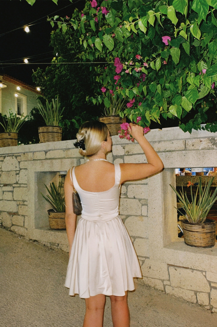 Beige Square Collar Mini Dress ATE1680 - EYYO ATELIER