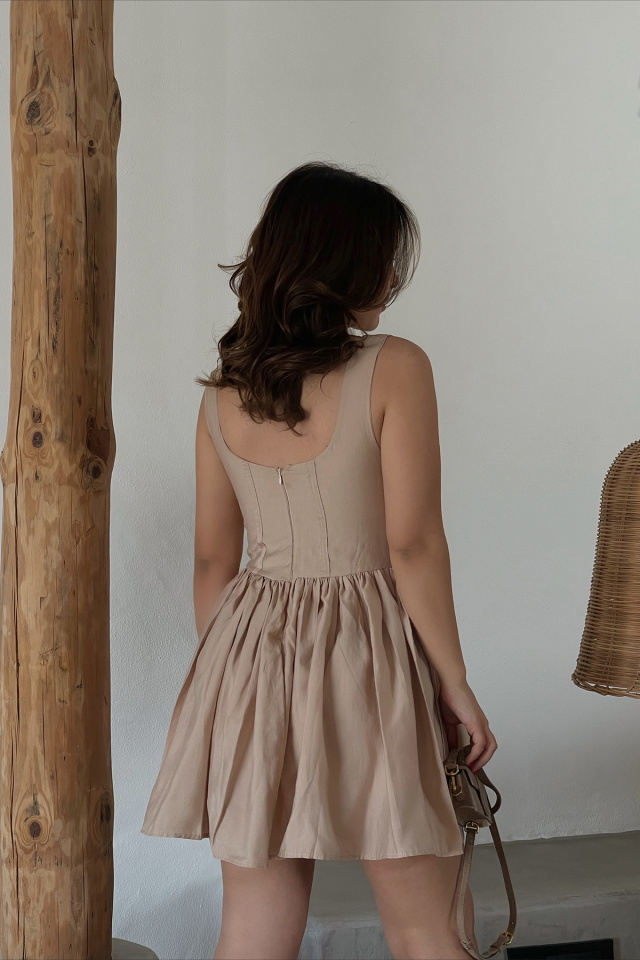 Beige Strapped Mini Dress ATE1245 - 8