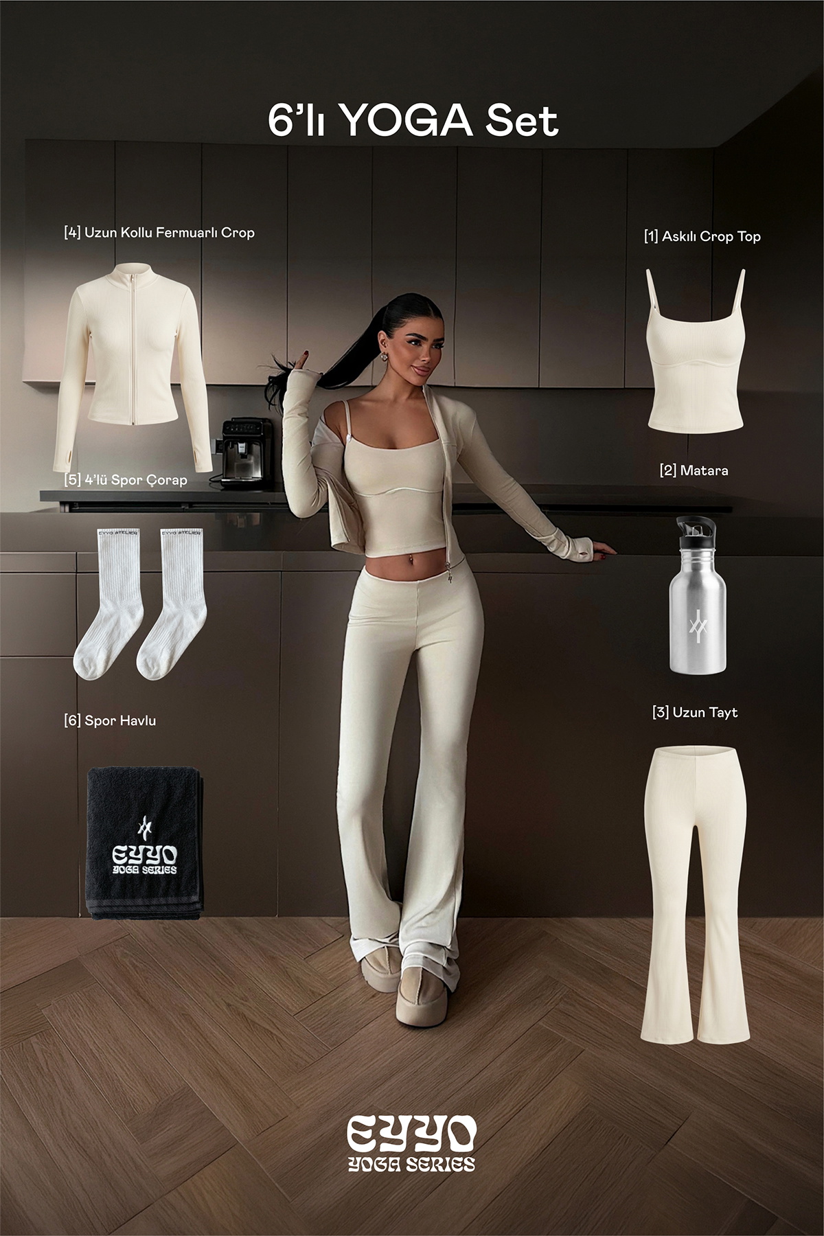Bej 6'lı Yoga Set - 1