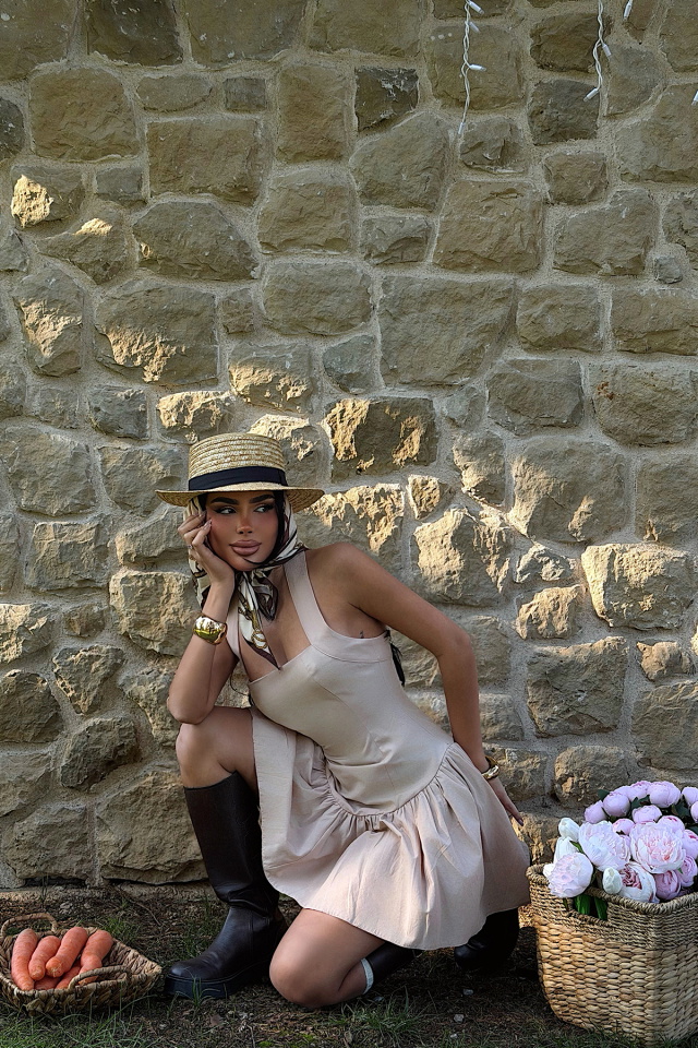 Bej Annalise Mini Elbise ATE-3065 - 2