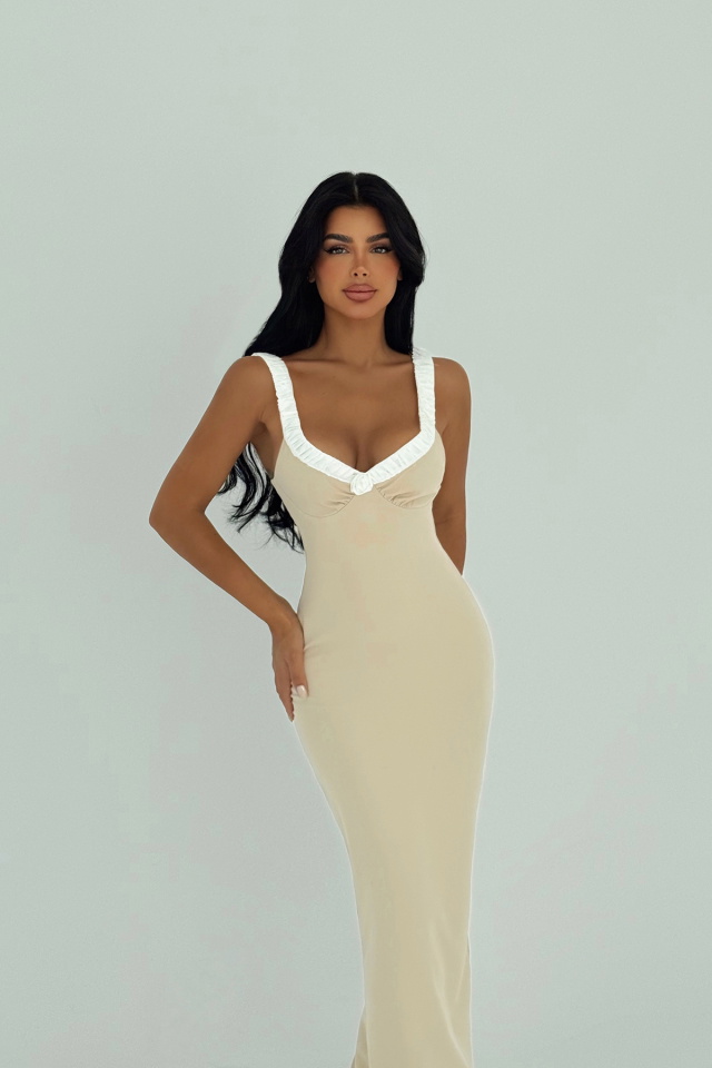 Bej Cordelia Uzun Elbise ATE-3024 - 2