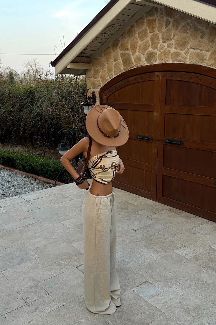 Bej Lino Pantolon ATE-4822 - EYYO