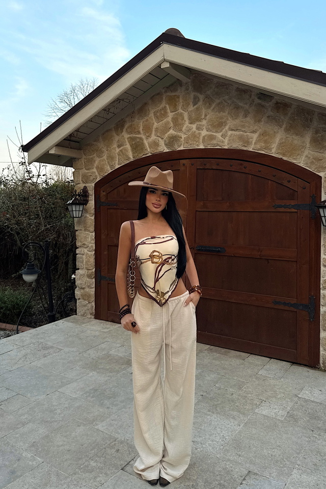 Bej Lino Pantolon ATE-4822 