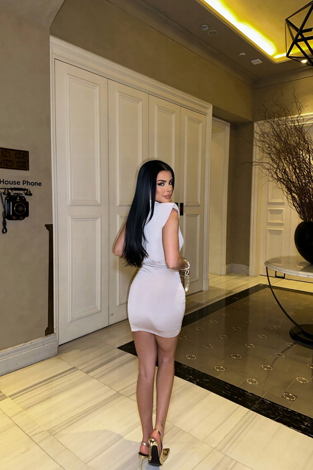 Bej Bağlamalı Mini Elbise ATE7908 - 5