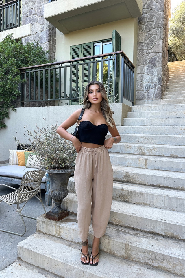 Bej Bağlamalı Pantolon ATE7404