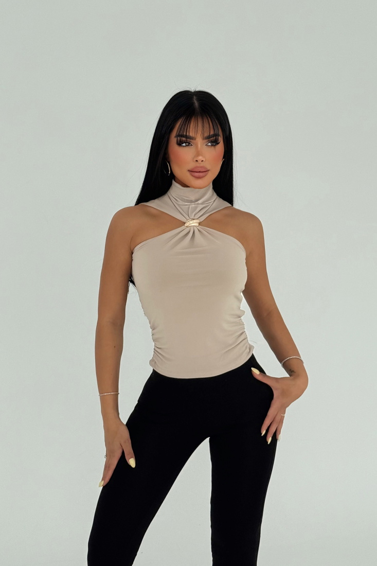 Bej Nolia Aksesuar Detaylı Bluz ATE-2828 - EYYO