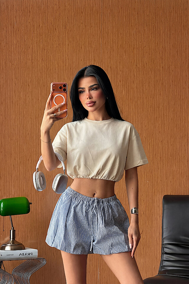Bej Basic Crop Top -