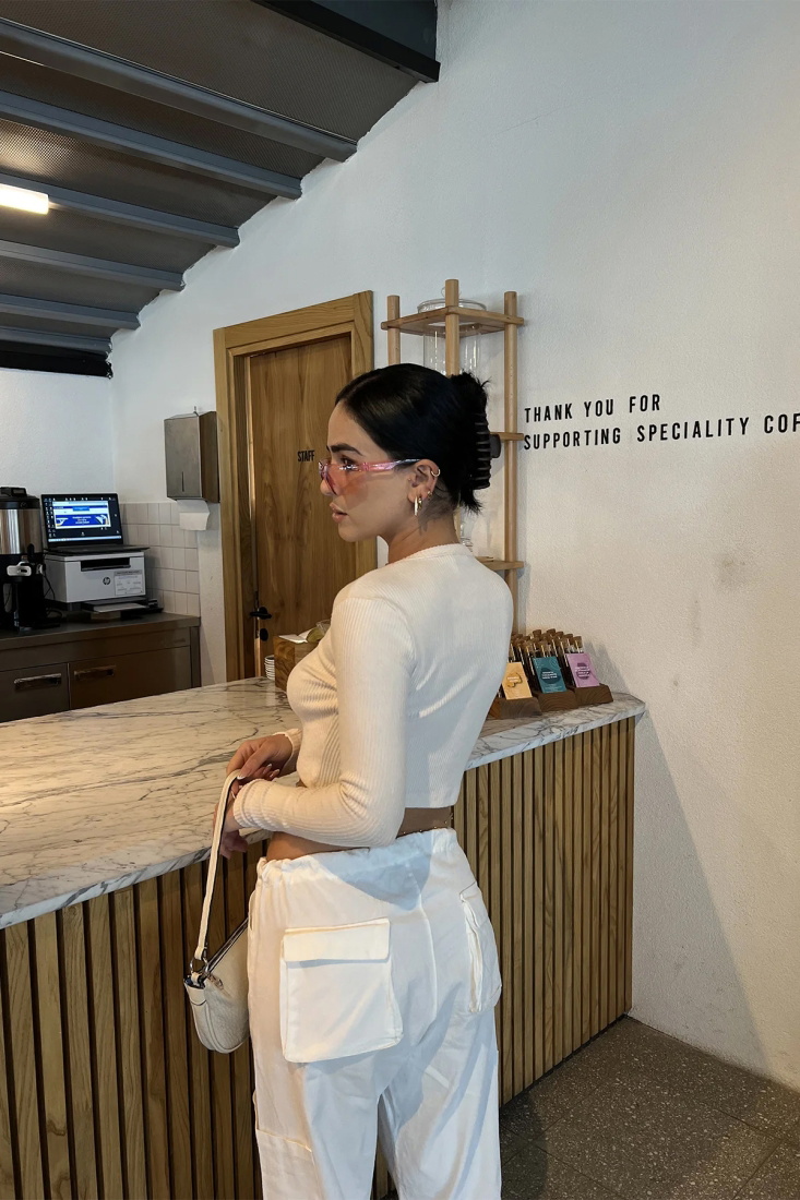 Bej Basic Crop Top ATE3081 - EYYO