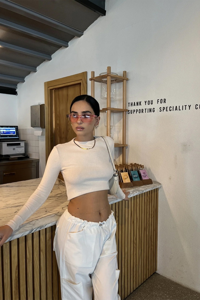 Bej Basic Crop Top ATE3081 - 1