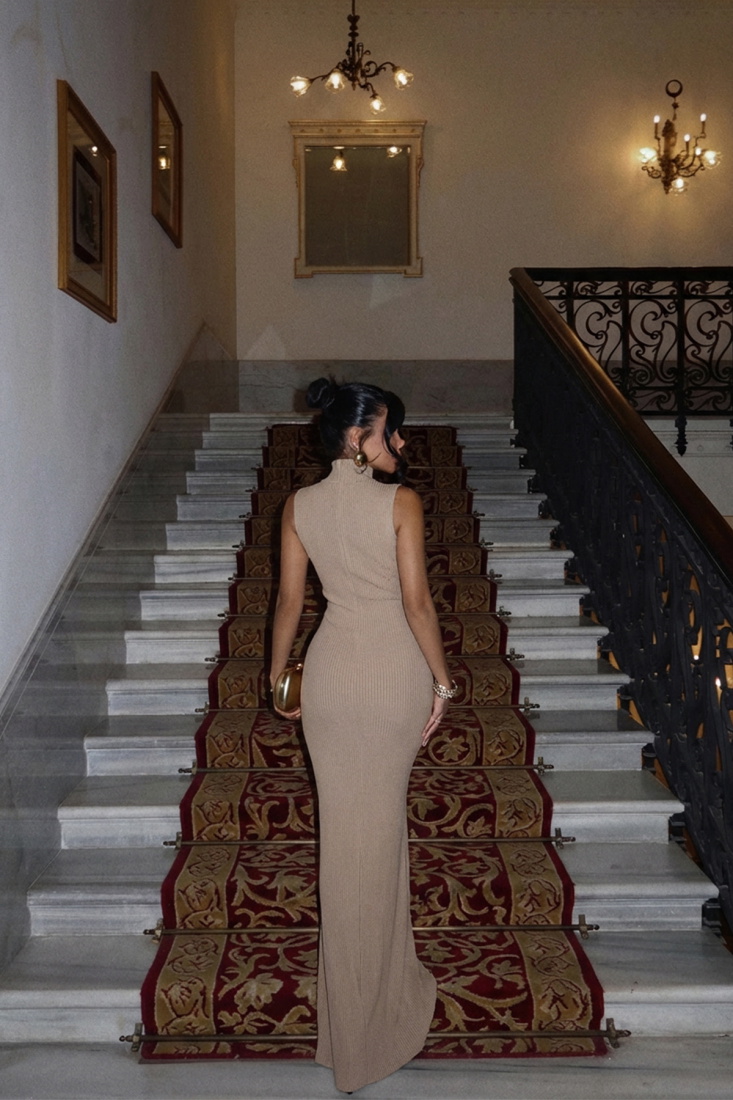 Bej Jila Uzun Elbise ATE-1872 - EYYO