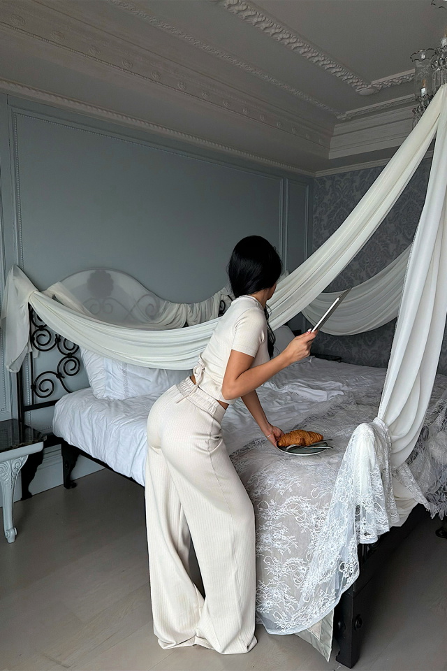 Bej Basic Pantolonlu Takım ATE-5158 - 4