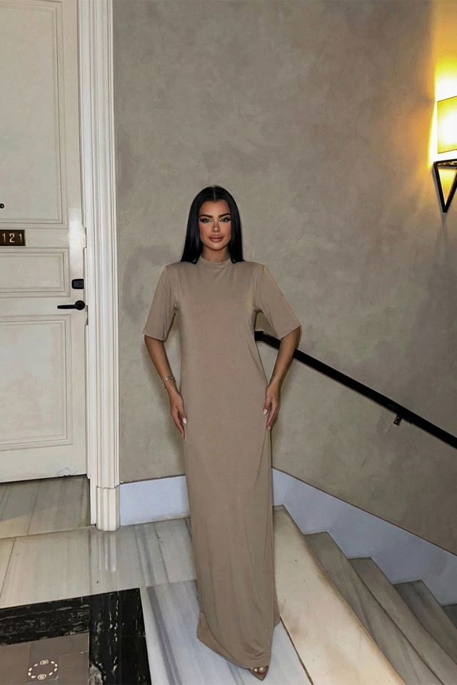 Bej Roland Uzun Elbise ATE-2203 - 1
