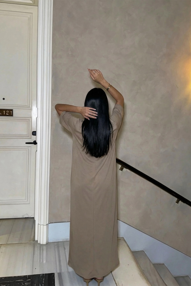 Bej Roland Uzun Elbise ATE-2203 - 2