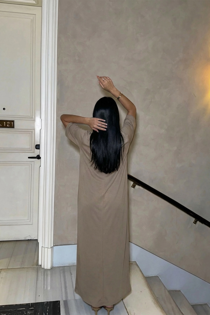 Bej Roland Uzun Elbise ATE-2203 - EYYO