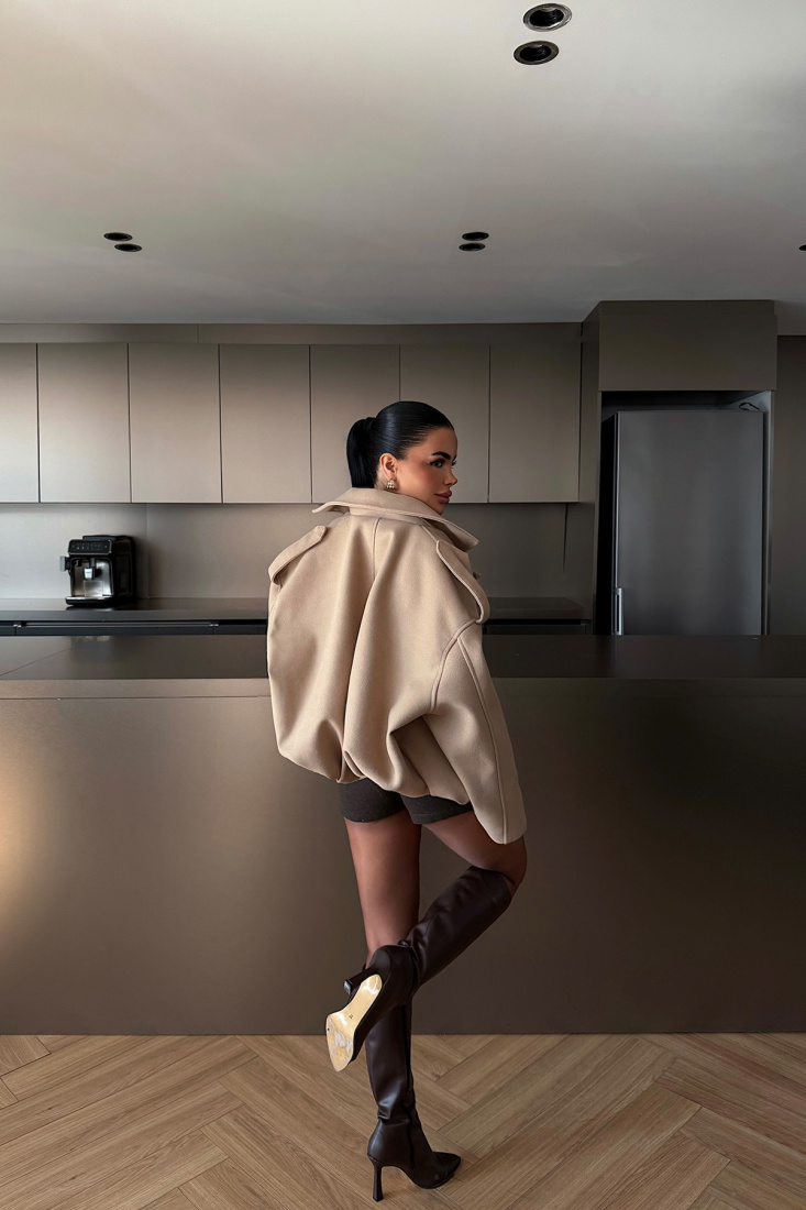 Bej Bomber Ceket ATE-4741 - EYYO