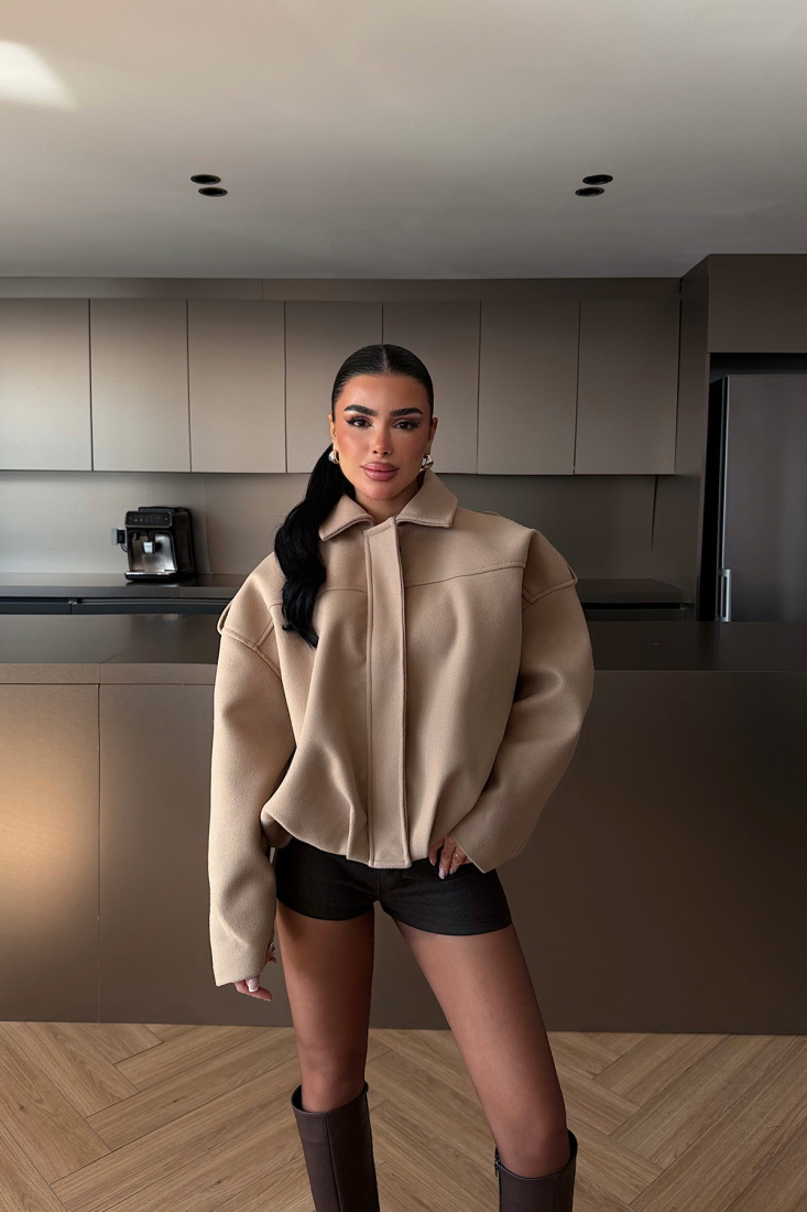 Bej Bomber Ceket ATE-4741 - EYYO