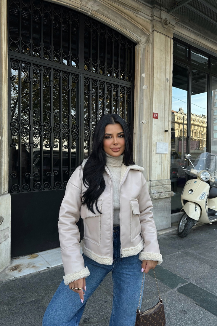 Bej Cep Detay Ceket ATE-0405 - EYYO