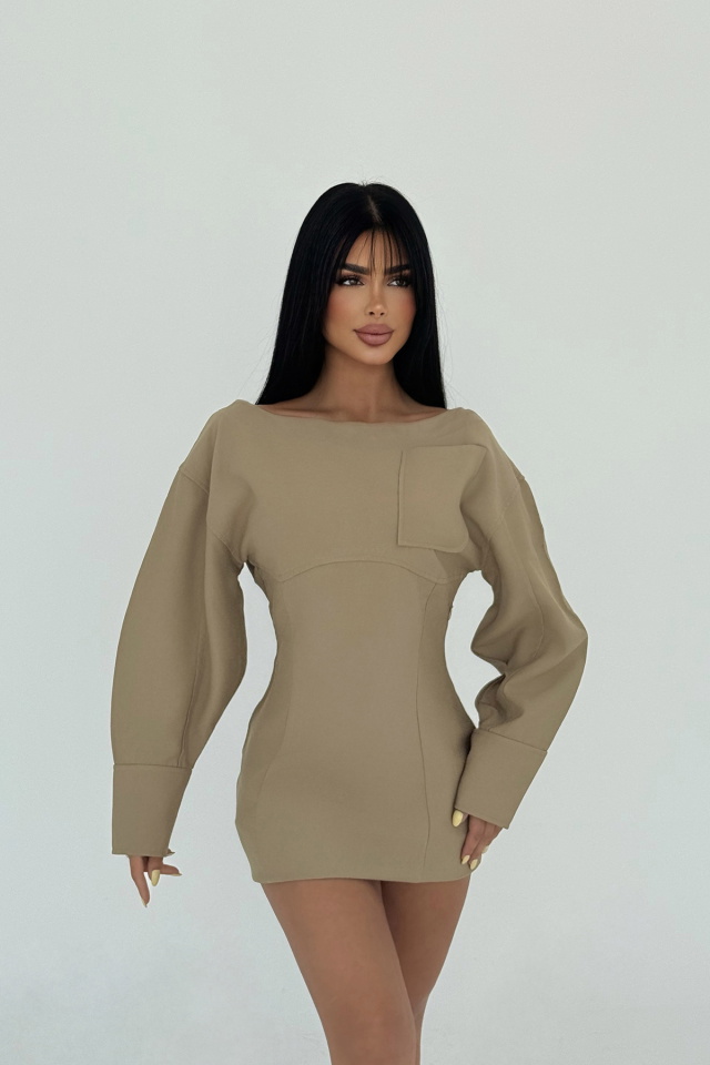 Bej Micah Mini Elbise ATE-2060 - 1